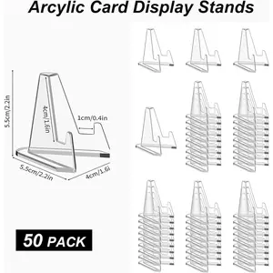 50 Packs Card Display Stand, 2.2 inch Acrylic Easel Mini Stand for Sports Graded Trading Baseball Football Cards
