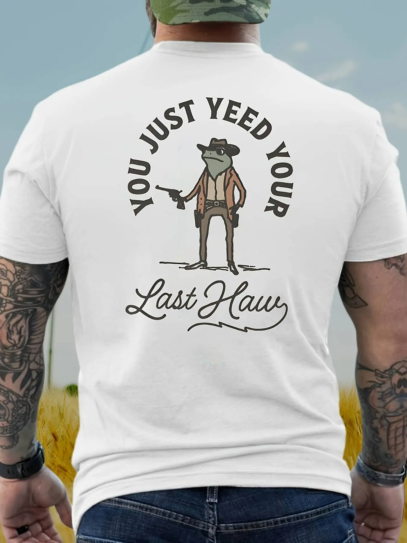 Men's Regular Fit Frog Print Round Neck Tee, Casual Short Sleeve Crew Neck T-shirt for Summer, Fashion Men's Top for Daily Wear, Casual Streetwear Top, Casual Street Style, Casual Summer Clothing