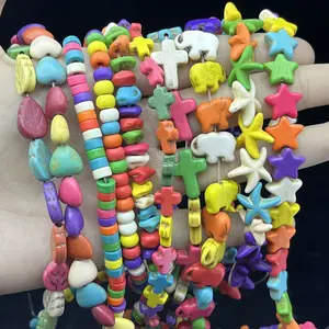 Natural Stone Multicolored Turquoise Loose Beads, Long Strands with Various Shapes & Styles, DIY Bracelet & Necklace Supplies for Handmade Enthusiasts