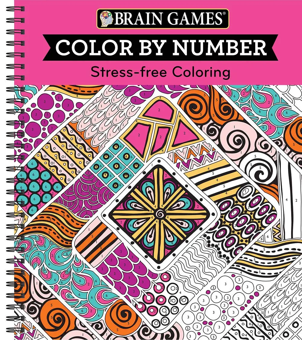 Children's Classic Spiral-Bound Coloring Book - Stress-Free Activity Book with 27 Pre-Filled Images (Pink)