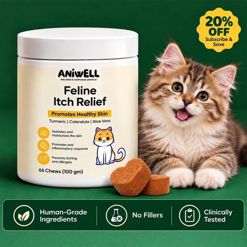 Aniwell Feline Itch Formula: Powered by Colostrum, Turmeric, Calendula, Vitamin E
