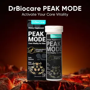 DrBioCare PEAK MODE – Men’s Vitality, Energy, Strength & Endurance Support | Portable & Fast-Dissolve Effervescent Tablets with Shilajit, Tongkat Ali, Maca & L-Arginine for Daily Focus & Wellness