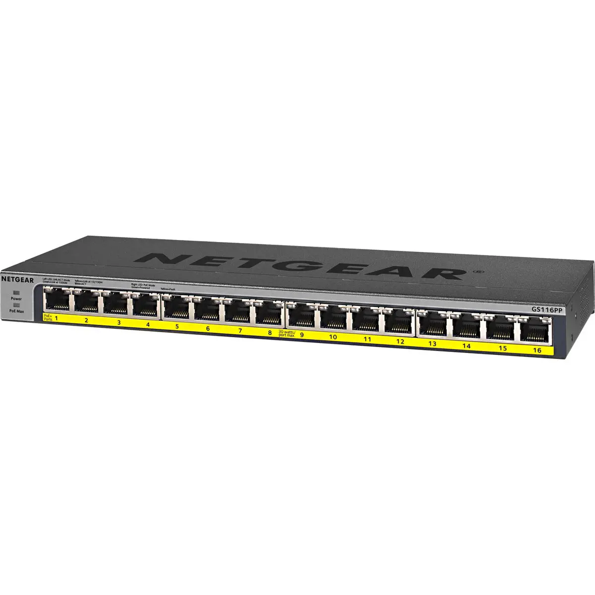 Netgear GS116LP 16-Port 76W Gigabit Ethernet Unmanaged Switch with PoE+