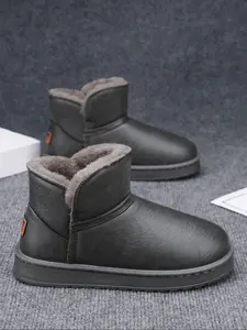 Men's Outdoor Snow Boots Large Size High-Top Shoes, Winter New Cotton Shoes with Fleece Lining, Warm Thick Snow Booties