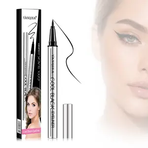 Yanqina Long-Lasting 24HR Intense Black Liquid Eyeliner Waterproof Smudge-Proof Sweat-Resistant Quick Drying Ultra-Fine 0.05mm Brush Tip Gentle Non-Irritating Beginner Friendly