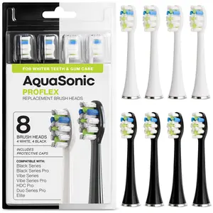 AquaSonic ProFlex Replacement Brush Heads for Electric Toothbrush - Whitening