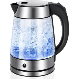 Electric Kettle, Glass Electric  Kettle 1500W Fast Boil Water Kettle Electric for  and Coffee, 1.7L with LED Interior, Hot Water Boiler with Auto Shut-Off & Boil-Dry Protection Thermo Pot Household Appliances
