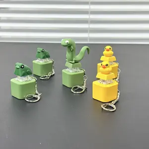 Frog Croaking,Spinning Quack Duck Keychain & Lizard  - Realistic Sounds LED Lights Fidget Toy for Stress Relief Focus Kids Adults Portable Sensory Item