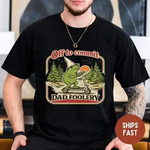 Dad Frog Shirt Off to Commit Dad Foolery TShirt Funny Frog Scooter Gift For Dad Funny Dada Shirt Pregnancy Announcement Tee