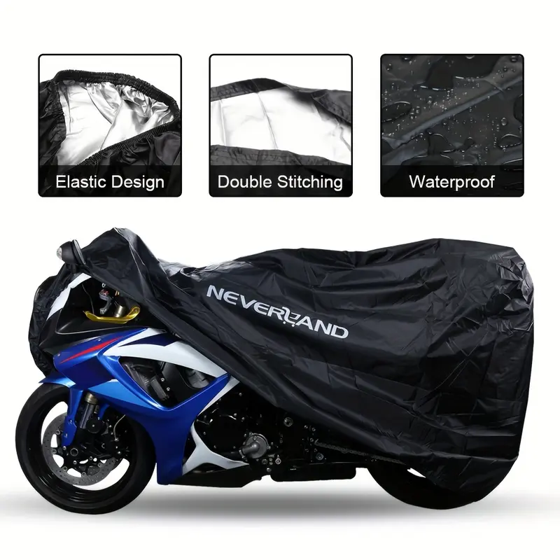 NEVERLAND 190T Polyester Taffeta Waterproof Motorcycle Moped Bike Cover Outside Rain Dust Protector Black 78.74 "* 35.43" * 39.37"