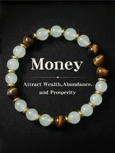 1pc Money Attraction Bracelet with Green Aventurine & Tiger Eye for Wealth & Good Luck, Lucky Bracelet, Wealth Manifestation Crystal Bracelet for Birthday, Anniversary, Theme Parties Jewelry Gift for Women and Men, Jewelry Bracelet