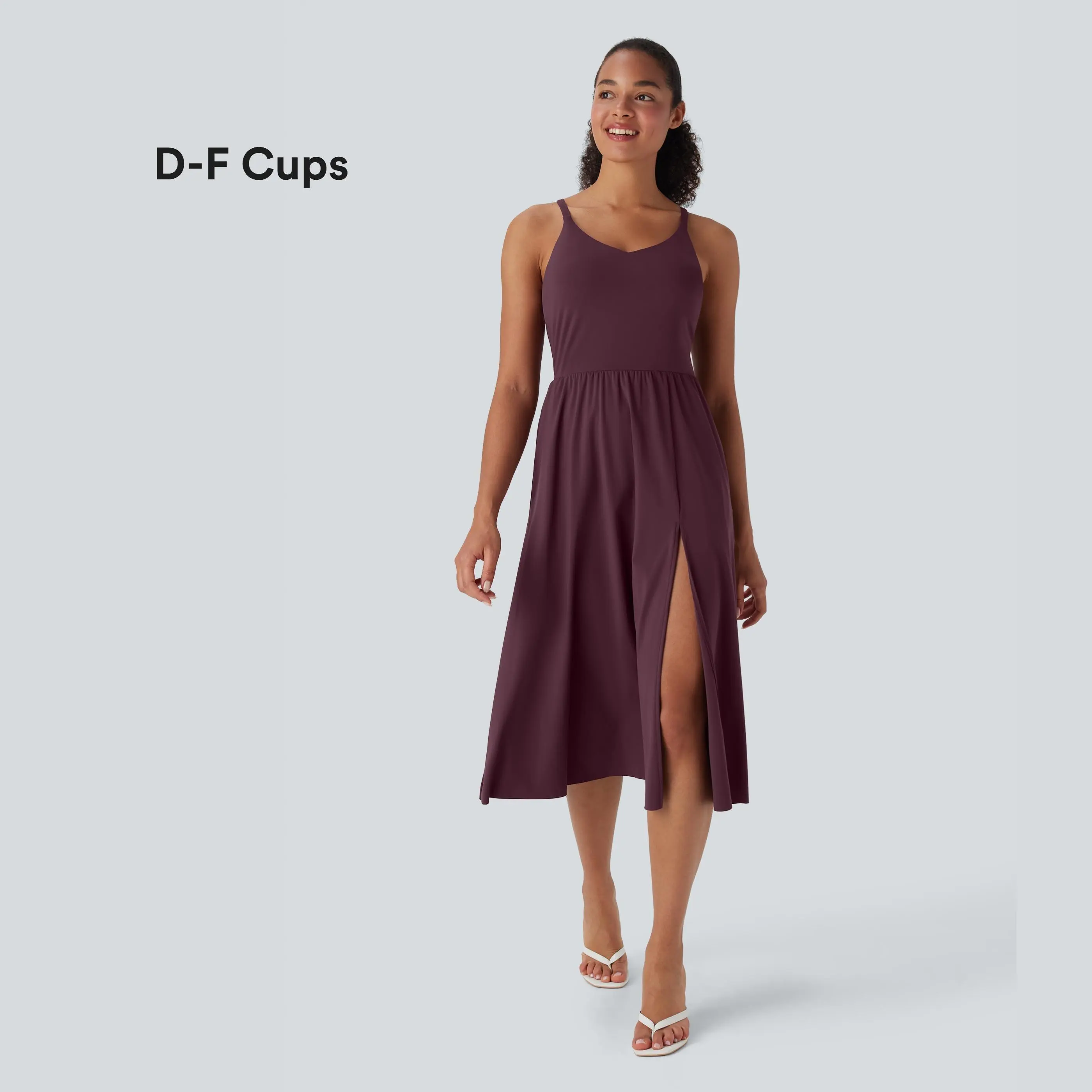 Halara SoftlyZero Airy Racerback InstantCool Casual Slip Dress with Pockets DD-F Cups