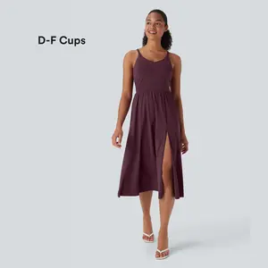Halara Softlyzero Airy Racerback Split Cool Touch Casual Slip Dress with Pockets-D/DD/DDD/F Cups