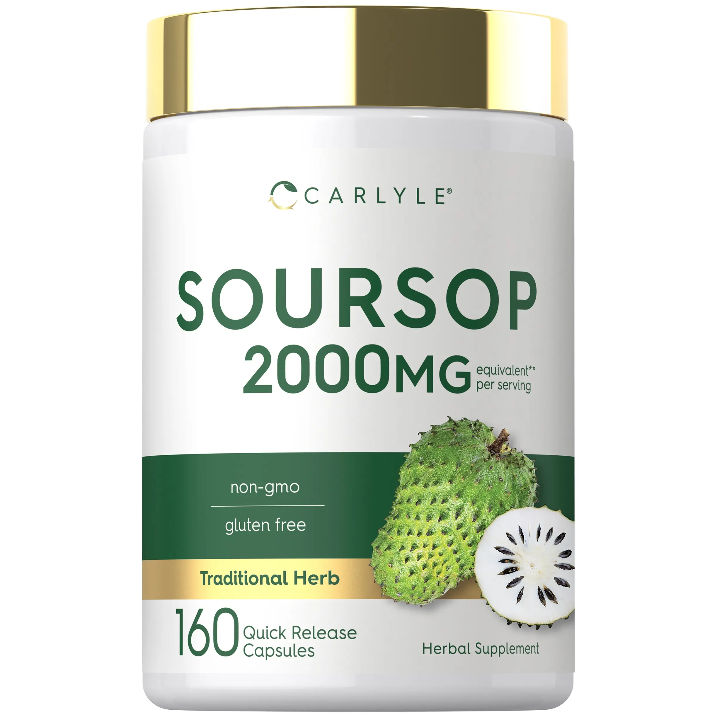 Carlyle Soursop Leaves - 2000mg - 160 Capsules - Traditional Herb - Non GMO, Gluten Free Supplement