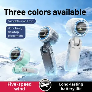 MSHUKCOE 2026 New Upgraded Handheld Fan, 10000RPM High Speed Turbo Fan with Digital Display, 5-Speed Foldable Portable Mini Fan, Rechargeable & Long Lasting for Outdoor, Travel, Office