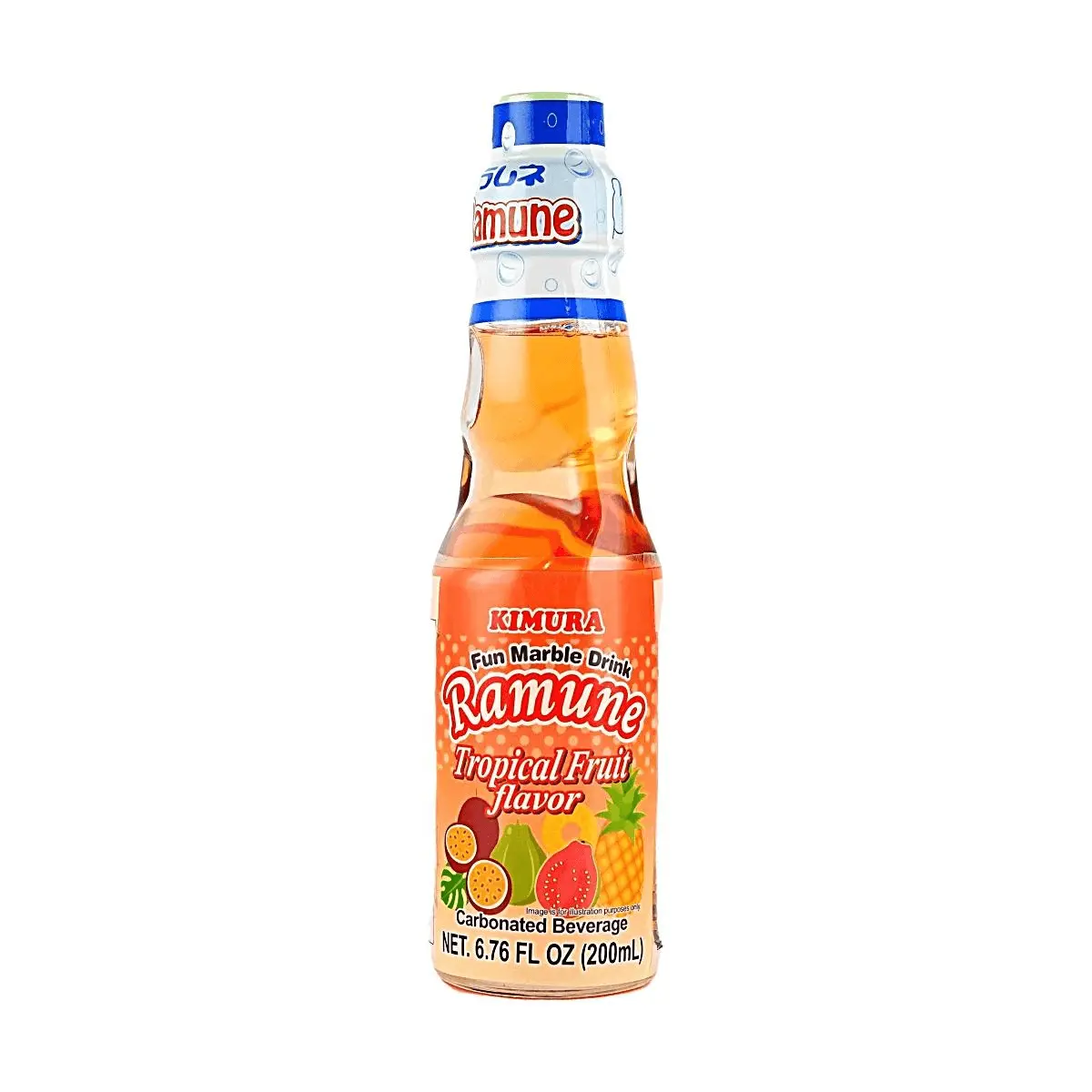 KIMURA DRINK Japanese Ramune Soda Tropical Fruit Flavor 200ml - Classic Japanese Soda Pop