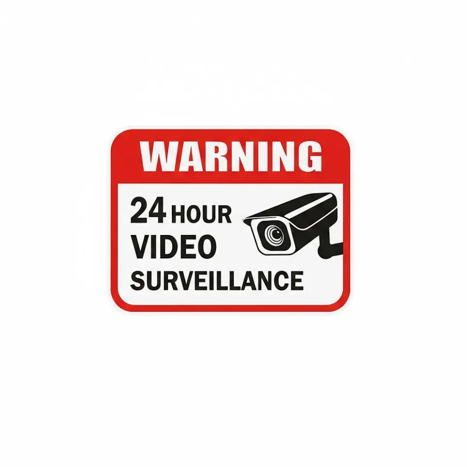 Yitap Professional Outdoor Sunlight Anti-Fading High Visibility Safety Warning Sign, 24h Video Surveillance Sticker, Wear-Resistant Durable UV Protection, Suitable for Glass Windows
