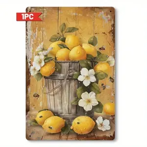 2D Vintage Lemon Metal Tin Sign 20x30cm Retro Farmhouse Rustic Design Kitchen Wall Decor, Rustproof Iron Plaque for Cafe Bar Art Poster