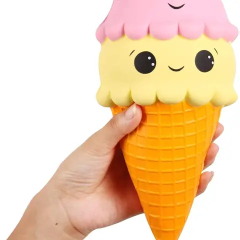 Anboor Jumbo 9.1" Slow Rising Squishy Ice Cream Cone Cake Toy - Kawaii Scented PU Foam, Whimsical Birthday Gift, Soft Stress Reliever, Hand Pillow for Kids 10 Above up & Adults, Finger Rehab, Decorative Decompression Gift