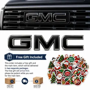 【Buy 1 Gift 1】GMC Front Grille Emblem for 2019–2026 Sierra 1500, 2500HD, 3500HD, 2023–2026 Canyon, 2021–2026 Yukon & Yukon XL – Chrome/Gloss Black Badge Replacement, 1-Pack Exterior Upgrade