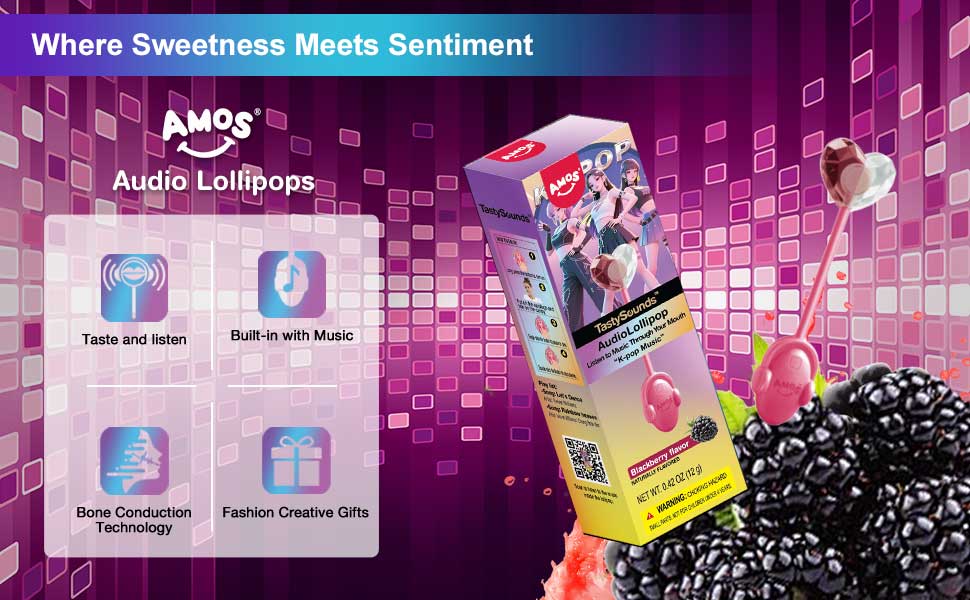 (50% off)Amos TastySounds Music Lollipops – Sugar-free heart-shaped candies with bone conduction music tech | K-pop inspired Strawberry, Blueberry, Watermelon, Blackberry Fallontonight lollipop star-1 (50% off)Amos TastySounds Music Lollipops – Sugar-free heart-shaped candies with bone conduction music tech | K-pop inspired Strawberry, Blueberry, Watermelon, Blackberry Fallontonight lollipop star-1