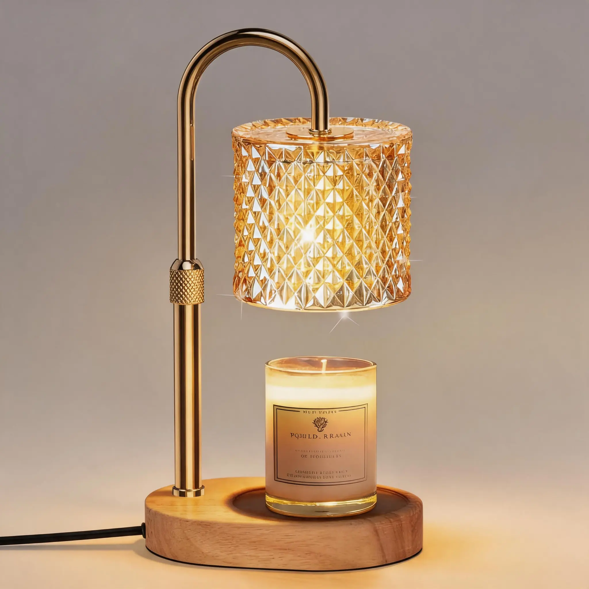 Adjustable candle warmers with crystal glass shades, electric candle melters with wooden bases, dimmers and timer switches, flameless candle warmers for home decor, bedroom accessories, and gifts (bulbs not included)