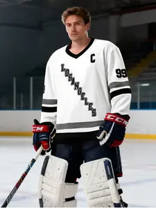 Los Angeles Kings Gretzky #99 Long Sleeve Jersey, Lightweight Breathable, Best Gift, Sporty Geometric Design, All Seasons