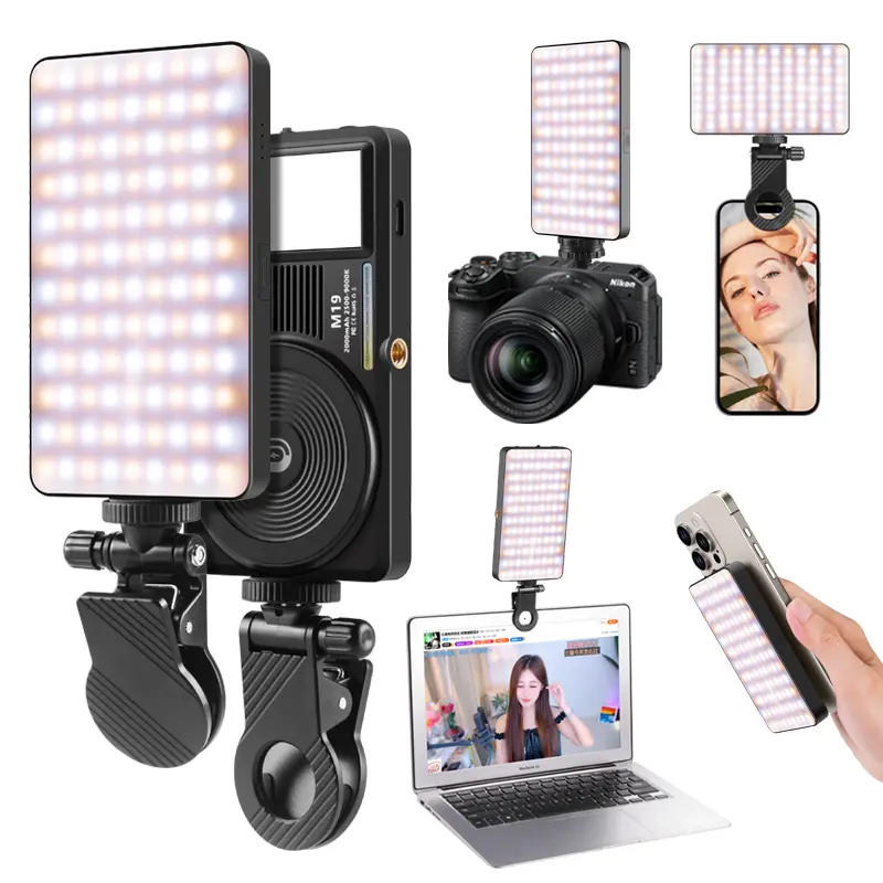 Portable Clip-On Selfie Fill Light, Dual-Sided Front & Back Phone Light, 60 LED Portable Photography Light, 3 Lighting Modes, 3000mAh Rechargeable Video Light for Vlog, Makeup, Live & Social Media