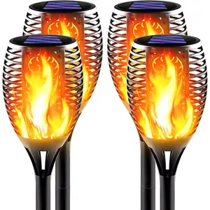 Large Solar Torch Light with Flickering Flame Upgraded Ultra-Bright Solar Outdoor Lights Waterproof Landscape Decor Security Lighting Tiki Torches for Garden Yard Pathway 4 Pack