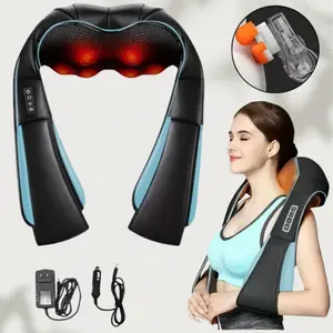 Shiatsu neck and shoulder massager with heating function, massage neck, back, shoulders, waist, deep kneading massage to relieve muscle pain, perfect holiday gift for wife/husband/father/mother Comfort，Father's Day gifts