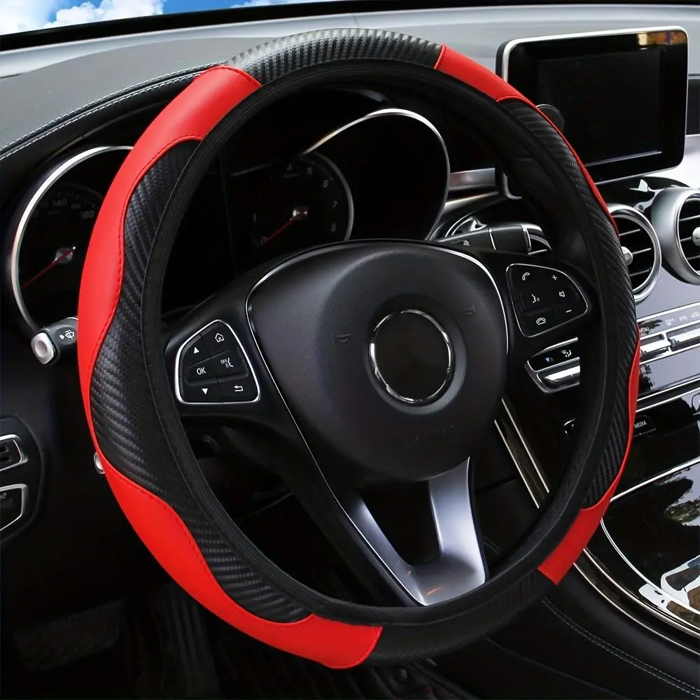 Car steering wheel cover elastic no inner ring carbon fiber leather universal in all seasons Car Accessories