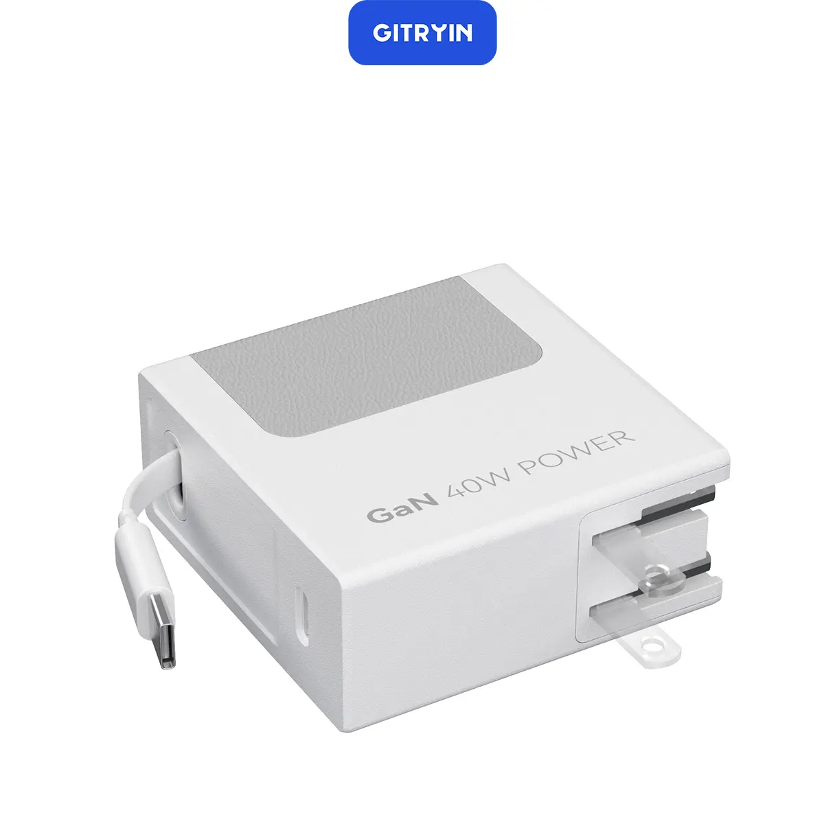 Gitryin 40W GaN Retractable Fast Charging Charger - Durable 31.5-in Flat Cable USB-C Adapter with Overheat Guard, Smart Travel Adapter Charger for iPhone 15 Pro, Mobile 3C Devices - 4X Faster Than 5W Original