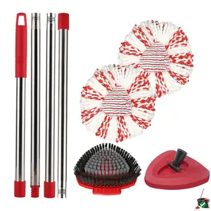 The Replacement of The Rotating Mop Head, Base, And Handle Is Compatible with Vileda/O-Cedar Easywring 1-Tank System, Including 2 Microfiber Refills, a Sturdy Handle That Extends from 30 to 58 Inches, a Mop Base, And a Mop Scrub Brush Head