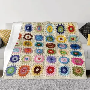 1pc of Boho Crochet Flower Blanket Soft Funny Throw Blanket Cozy Lightweight Plush Portable Cover Blanket For Sofa,Warm Gift For Birthday,Christmas,Multiple Blanket