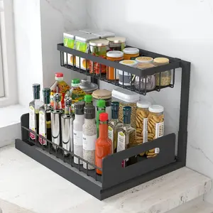 Under Sink Organizer, Kitchen Large Capacity Storage Shelf, 2 Tier Slide Out Sink Shelf, Pull Out Cabinet Organizer, Utility Racks