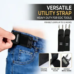 Double-strap tactical hook elastic waistband — no-buckle concealed closure with Velcro fastening; the no-buckle system is suitable for hunting, fishing, camping, and casual home wear—compatible with uniforms, tactical gear, and outdoor activities (unisex