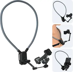Neck Phone Holder, Hands Free POV/Vlog Neck Phone Holder for Recording, Anti-Shake Chest Strap, for iPhone Android, 360° Adjustable