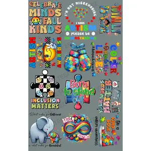 AUTISM (3) YOUTH GANGSHEET  - 22X36 dtf print