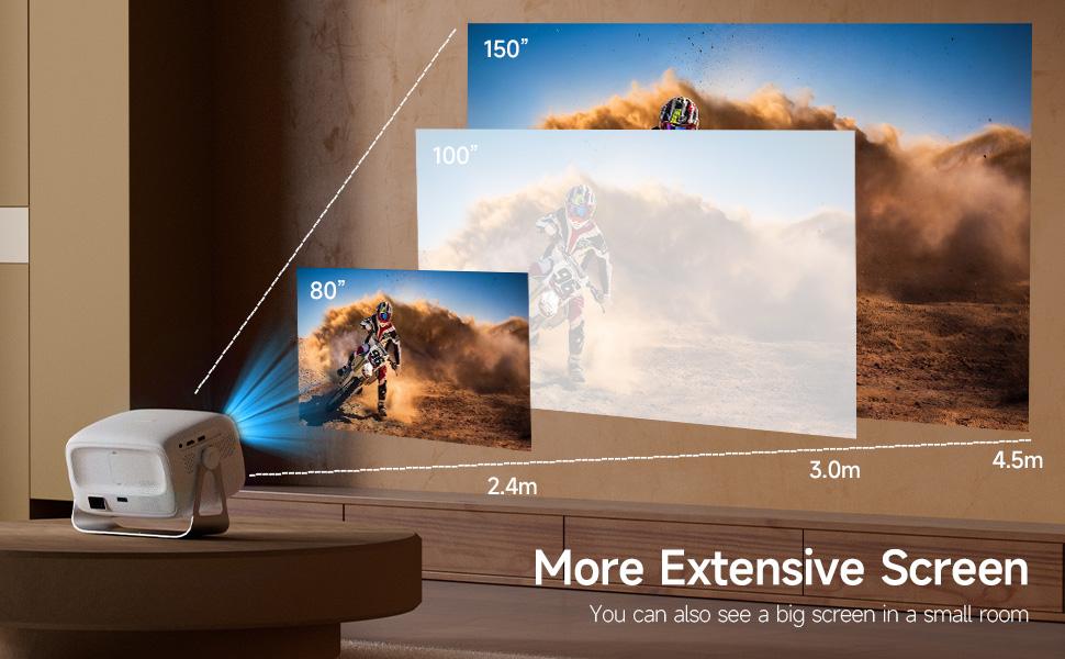 [US Warehouse]2026 X4 projector: 800 ANSI rumens, Android 11.0, dual Wi-Fi 6. Your portable home theater! 4K decoding , autofocus 180° rotation, bringing 150-inch fun, built-in speaker, free screen mirroring, in the home theater!