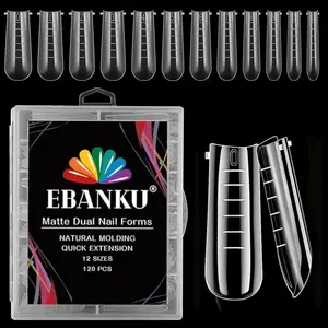 Double Sided Square Nail Mold Set, 120pcs/box Transparent Nail Tip with Scale, Professional Manicure Tool for Home & Salon Use