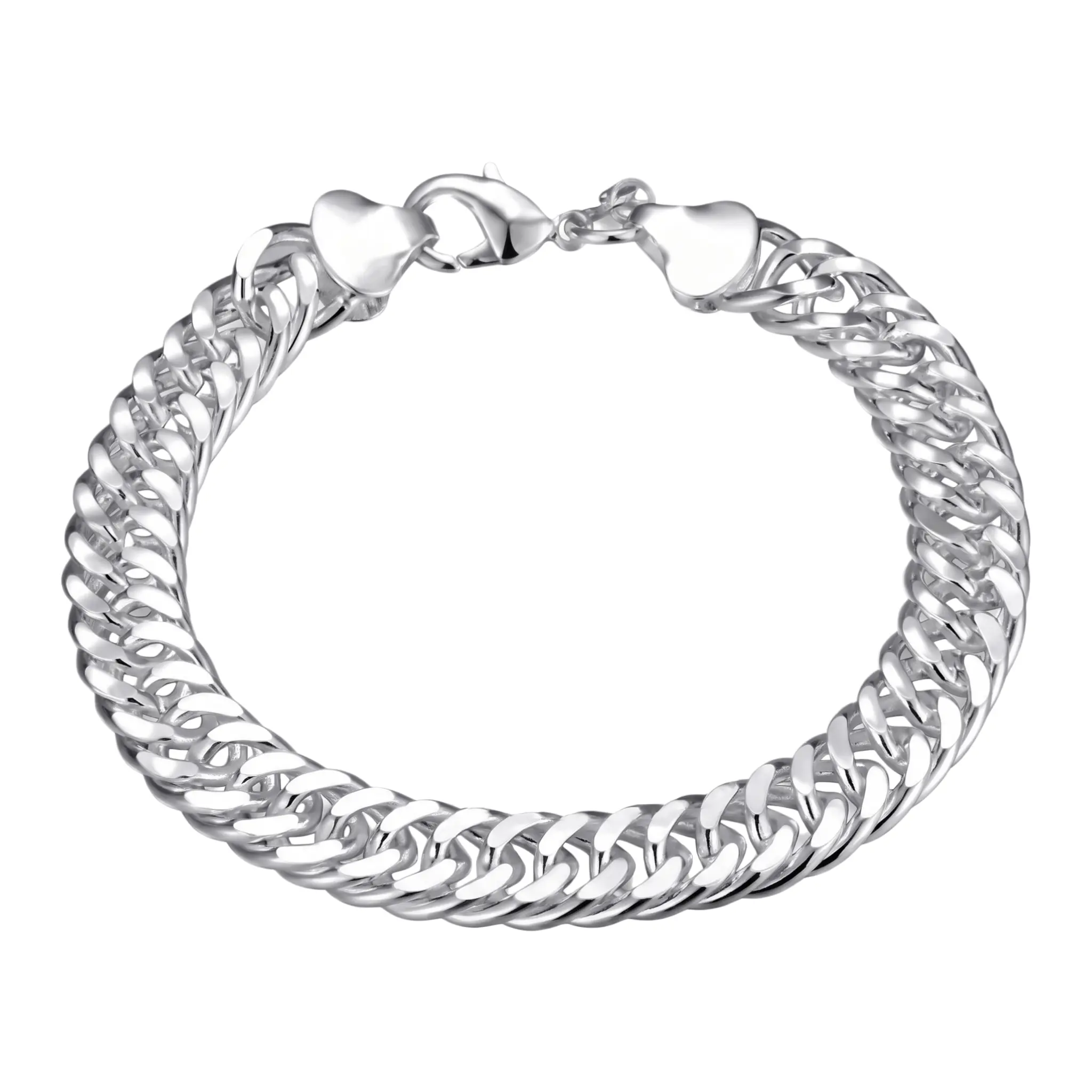 925 Pure Silvery Cuban Link Bracelet for Men,Bracelets Gifts for Boyfriends Father Husband,Silver Cuban Link Bracelet for Men,20cm*10mm/7.87in*0.39in,Diamond Cut Silver Bracelets Gifts for Boyfriend Husband