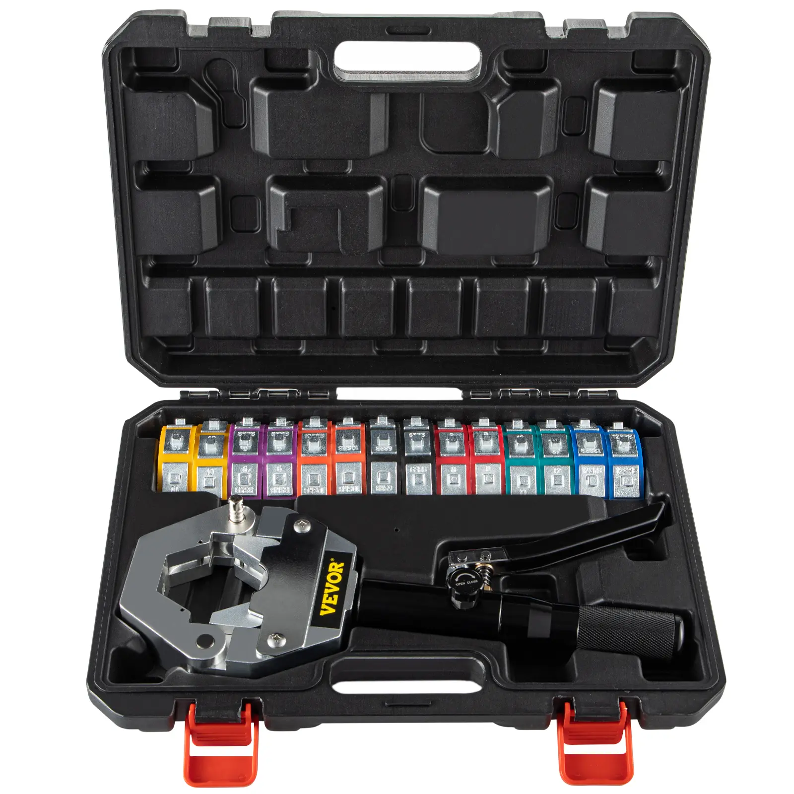 VEVOR Hydraulic Hose Crimper Hydra-Krimp 71500, Manual AC Hose Crimper Kit Air Conditioning Repair Handheld, Hydraulic Hose Crimping Tool with 7 Die Set for Barbed and Beaded Hose Fittings