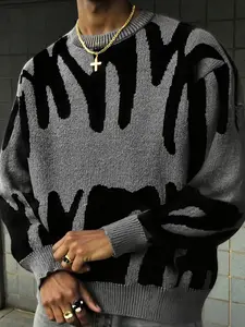 Men's Casual Colorblock Knit Sweater, Fitted Winter Wear, Comfortable and Stylish, Perfect for Daily Use, Ideal for Cold Weather, Knitwear, Colorblock Pullover