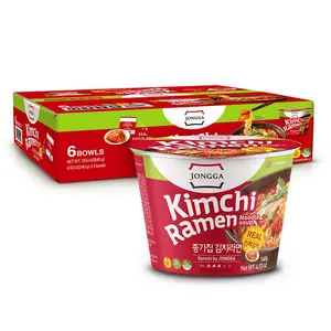 Kimchi Ramen with Real Kimchi 4.9 oz 6, Korean Instant Hot and Spicy Noodle Soup, Authentic Savory Ramen Bowl, Quick and Convenient