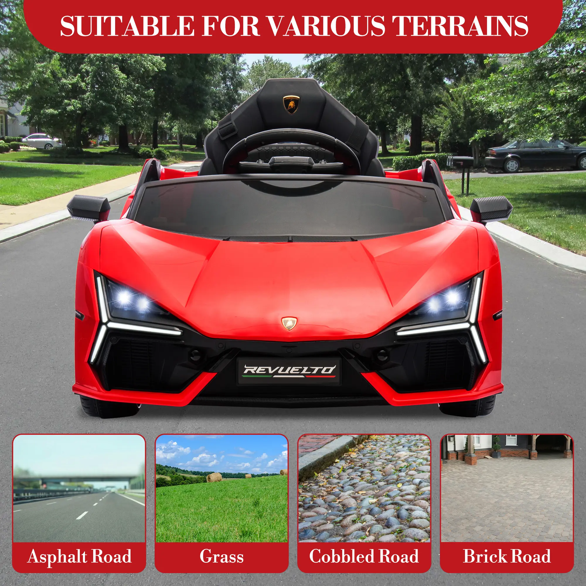 Licensed Lamborghini Revuelto 12v Kids Ride-on Car, Electric Sports Car with Remote Control, Bluetooth Music & Headlights, Battery Powered Vehicle for Boys & Girls