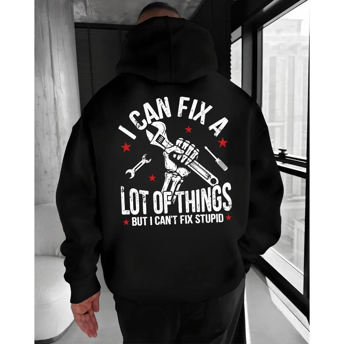 Men's Funny Mechanic Hoodie - Sarcastic Quote Graphic Longsleeves Cotton-Blend Pullover, Fadesafe Print, Cozy Garage Workwear Streetwear, Halloween Party Thanksgiving Easter Menswear Tops