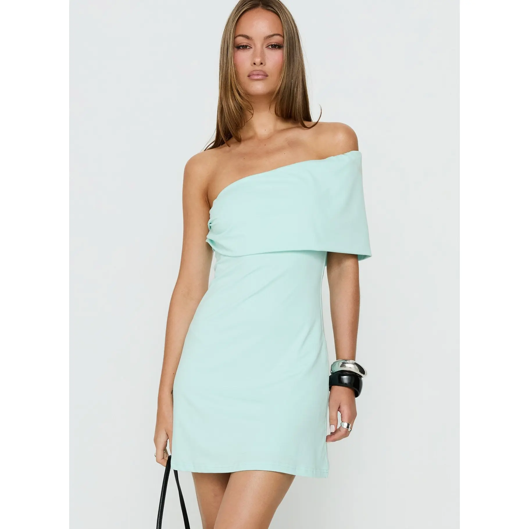 Laurencia One Shoulder Mini Dress Turquoise