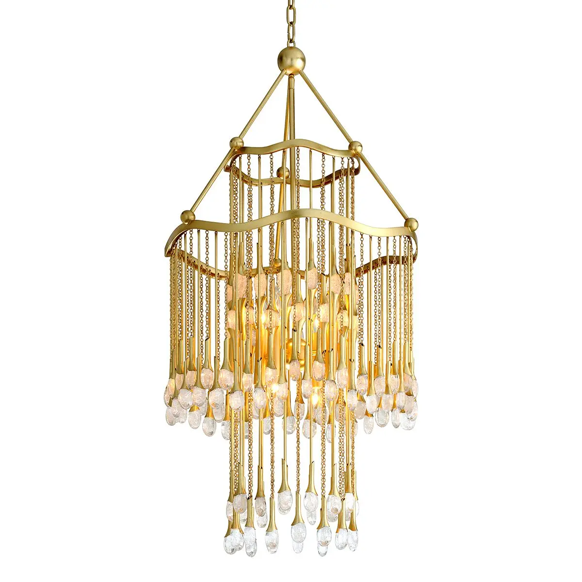 Kiara Chandelier - Luxurious Gold Leaf Finish, Sophisticated Charm for Elegant Spaces