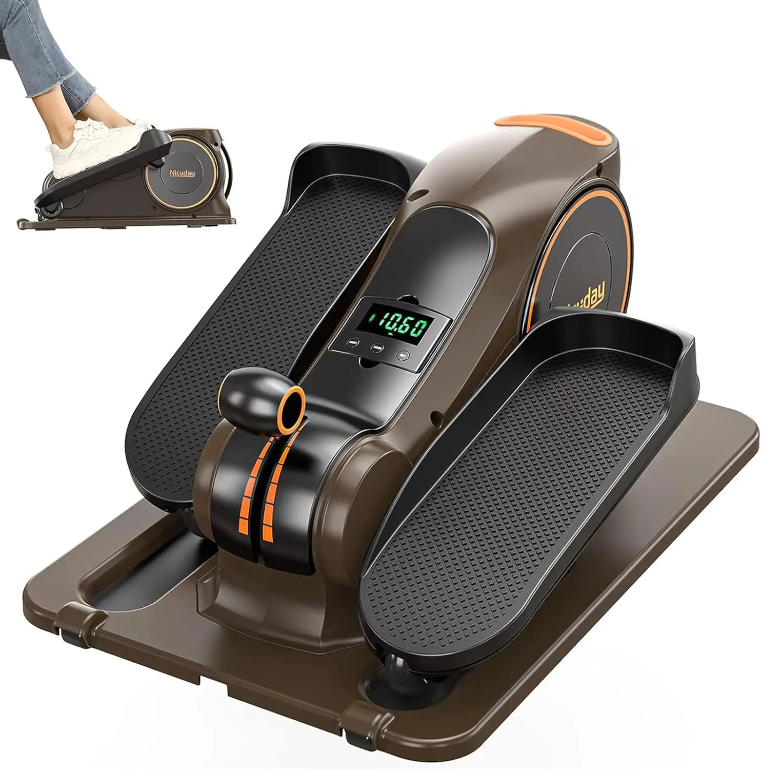 Niceday Under Desk Elliptical, Manual Quiet Elliptical, Foot Pedal Exerciser, Mini Elliptical Machines for Home Use, Portable Foot &Leg Pedal Exerciser, Exerciser for Seniors, Max Load 300LBS