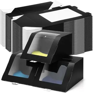 20 count Hat  Boxes with Window Baseball Hat Organizer Display Box for Hat, 8.7 x 7.7 x 4.8, Paper Fold Storage Container Packing Box for Baseball Caps Dad Hat Billed Cap